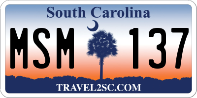 SC license plate MSM137