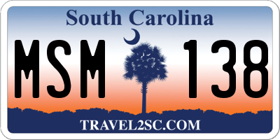SC license plate MSM138