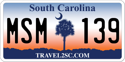 SC license plate MSM139