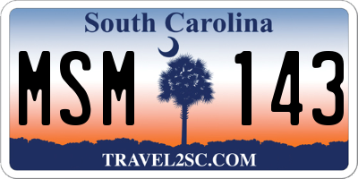 SC license plate MSM143