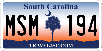 SC license plate MSM194