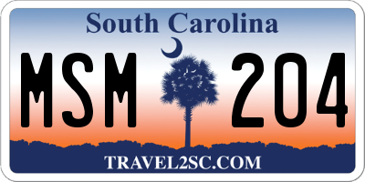 SC license plate MSM204