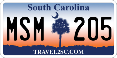 SC license plate MSM205
