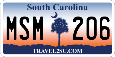 SC license plate MSM206