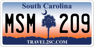 SC license plate MSM209