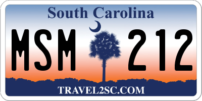 SC license plate MSM212