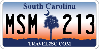 SC license plate MSM213