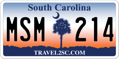 SC license plate MSM214