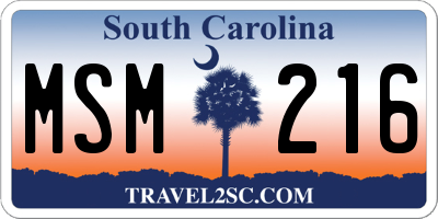 SC license plate MSM216