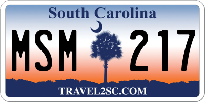 SC license plate MSM217