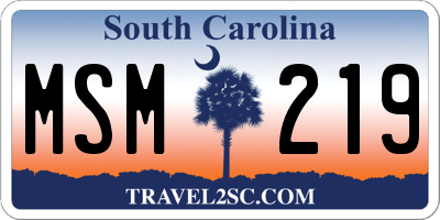 SC license plate MSM219