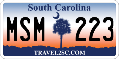 SC license plate MSM223