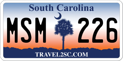 SC license plate MSM226
