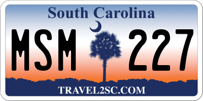 SC license plate MSM227