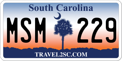 SC license plate MSM229
