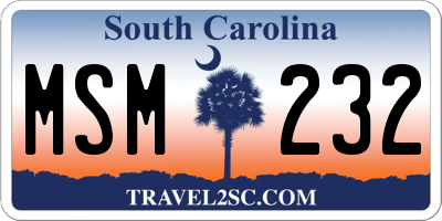 SC license plate MSM232