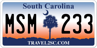 SC license plate MSM233