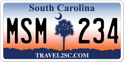 SC license plate MSM234
