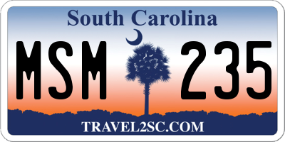 SC license plate MSM235