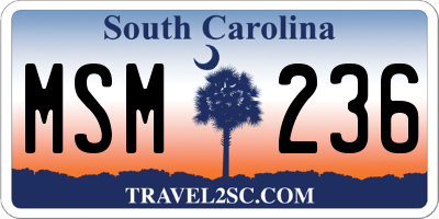 SC license plate MSM236