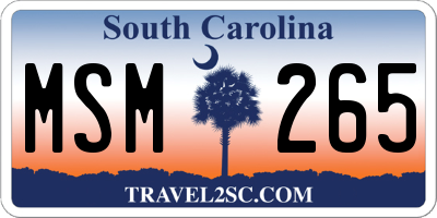 SC license plate MSM265