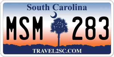 SC license plate MSM283