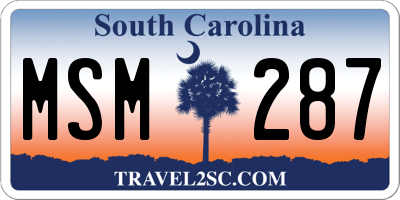 SC license plate MSM287