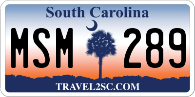SC license plate MSM289
