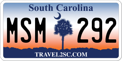 SC license plate MSM292