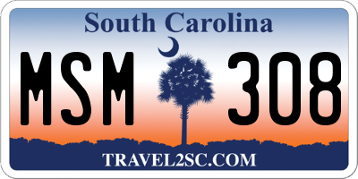SC license plate MSM308