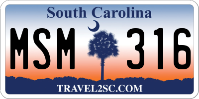 SC license plate MSM316