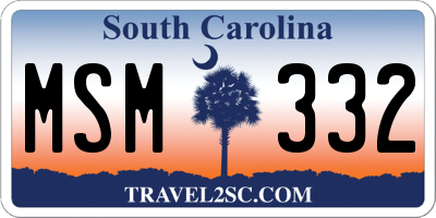 SC license plate MSM332