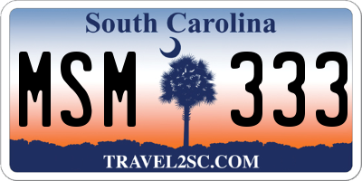SC license plate MSM333