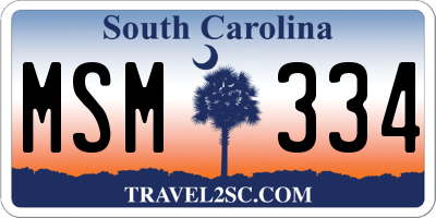 SC license plate MSM334