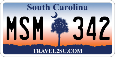 SC license plate MSM342