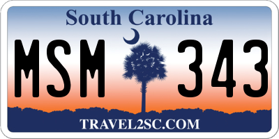 SC license plate MSM343