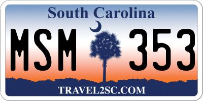 SC license plate MSM353