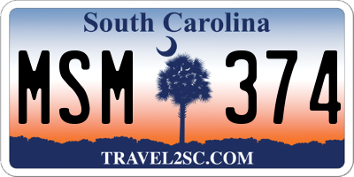 SC license plate MSM374