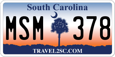 SC license plate MSM378
