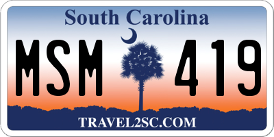 SC license plate MSM419