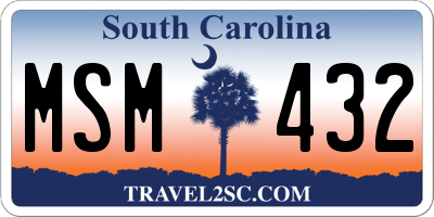 SC license plate MSM432