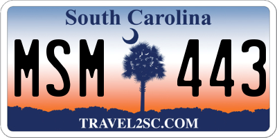 SC license plate MSM443