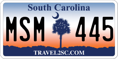 SC license plate MSM445