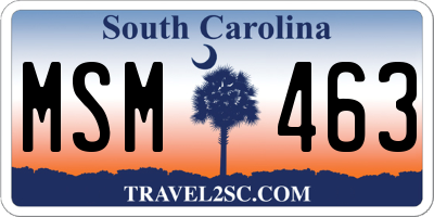 SC license plate MSM463