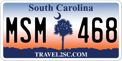 SC license plate MSM468
