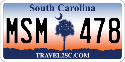 SC license plate MSM478