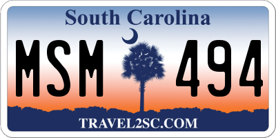 SC license plate MSM494