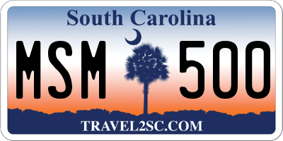 SC license plate MSM500