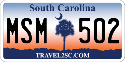 SC license plate MSM502
