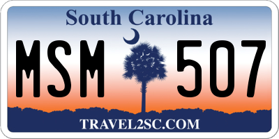 SC license plate MSM507